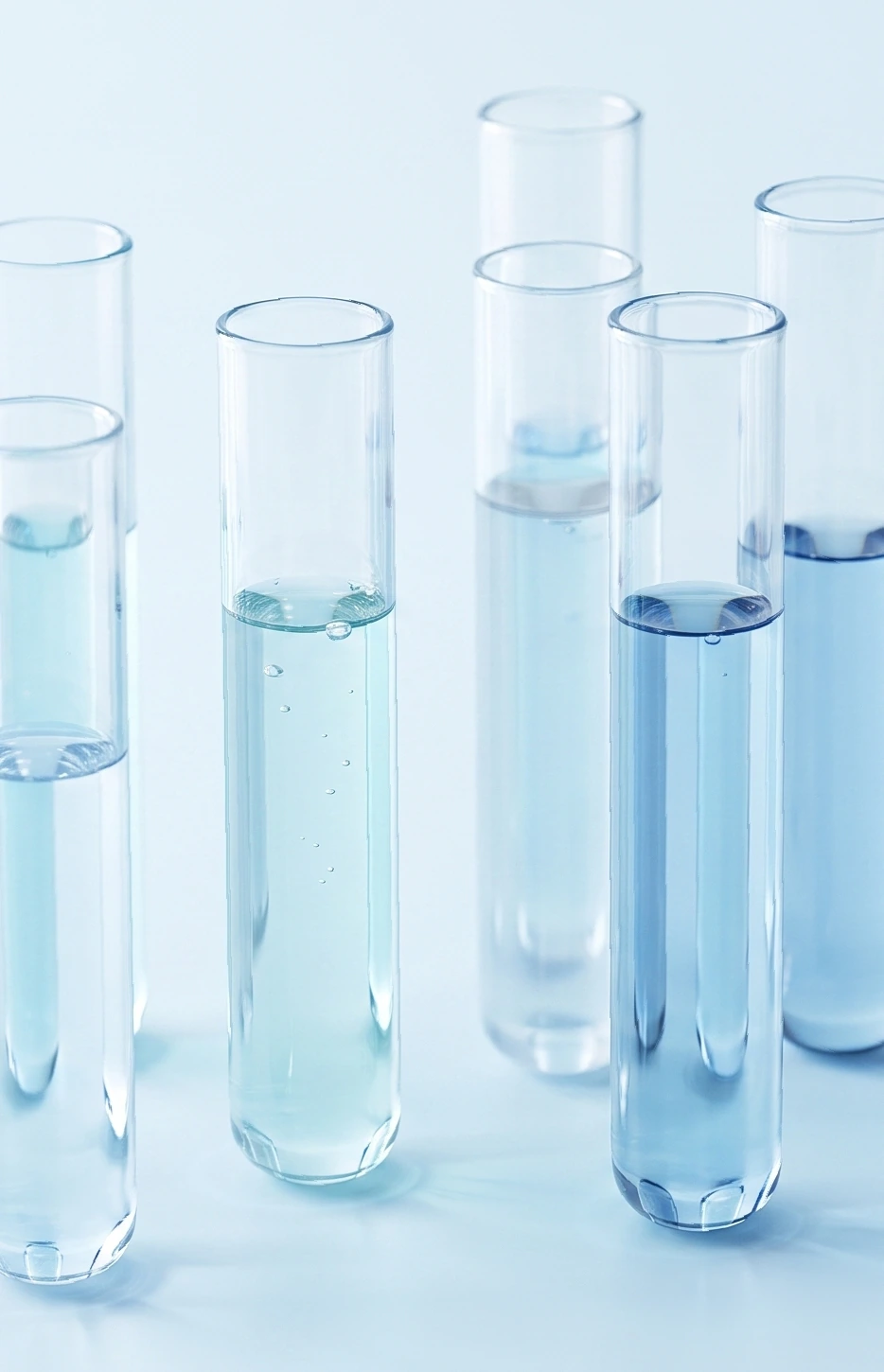 Laboratory test tubes containing comparative liquid samples from the Zetamatrix brand guide